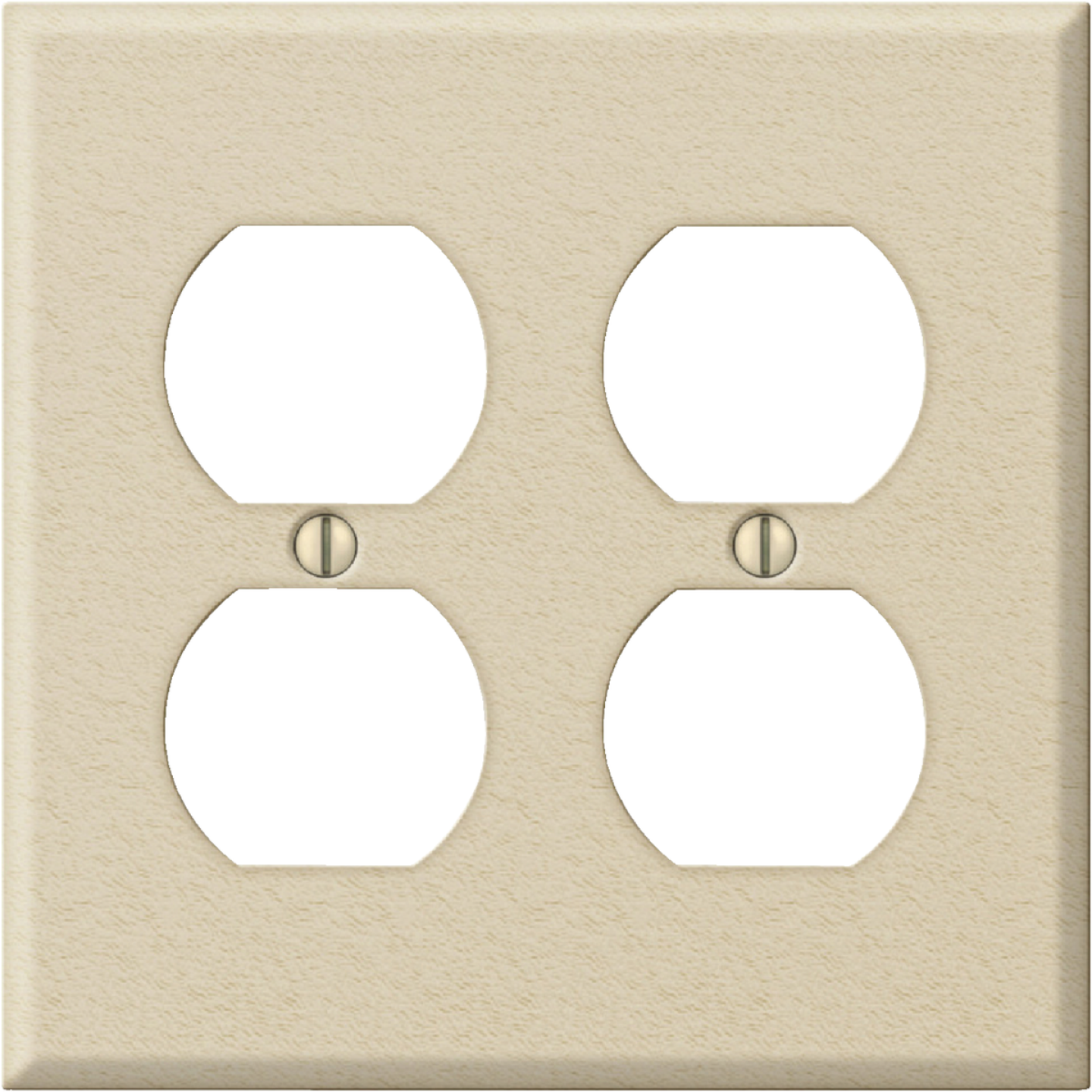 Amerelle PRO 2-Gang Stamped Steel Outlet Wall Plate, Ivory Wrinkle Image 1