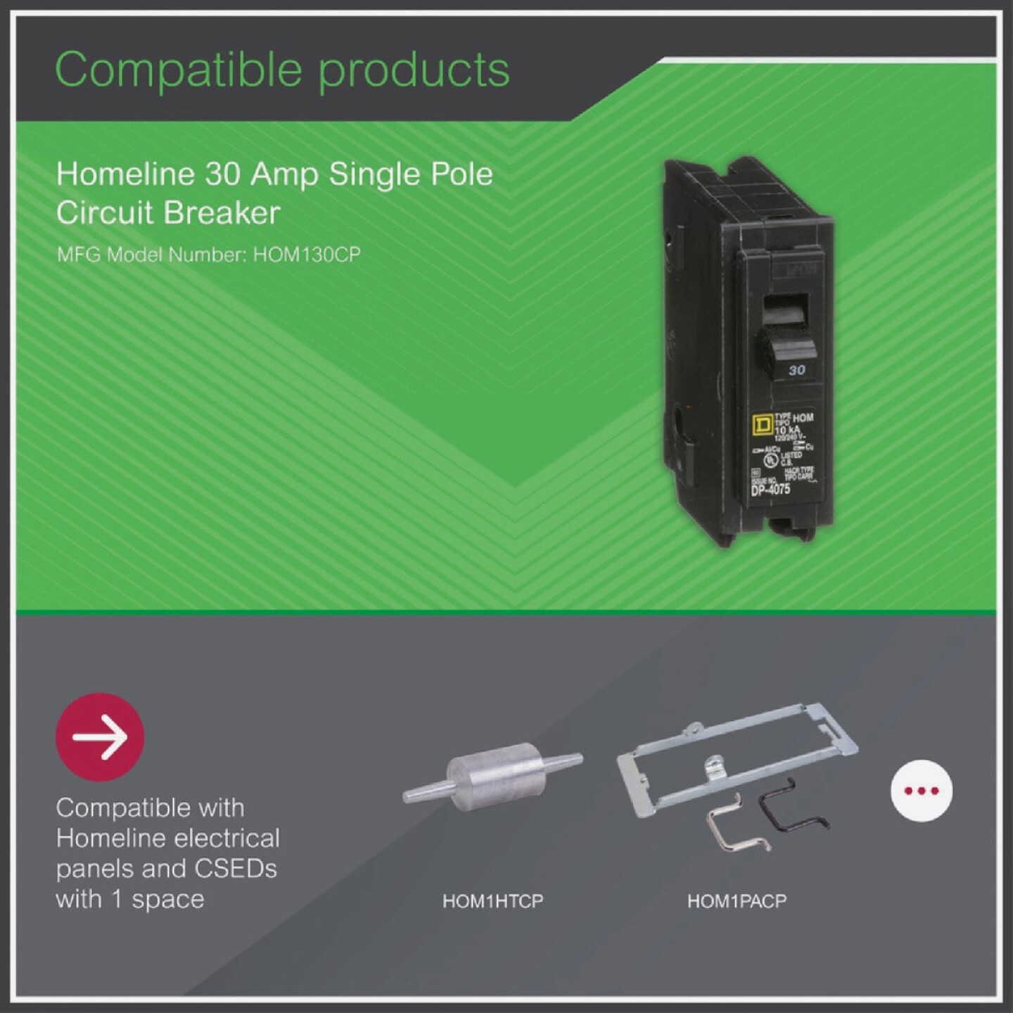 Square D Homeline 30A Single-Pole Standard Trip Circuit Breaker Image 4