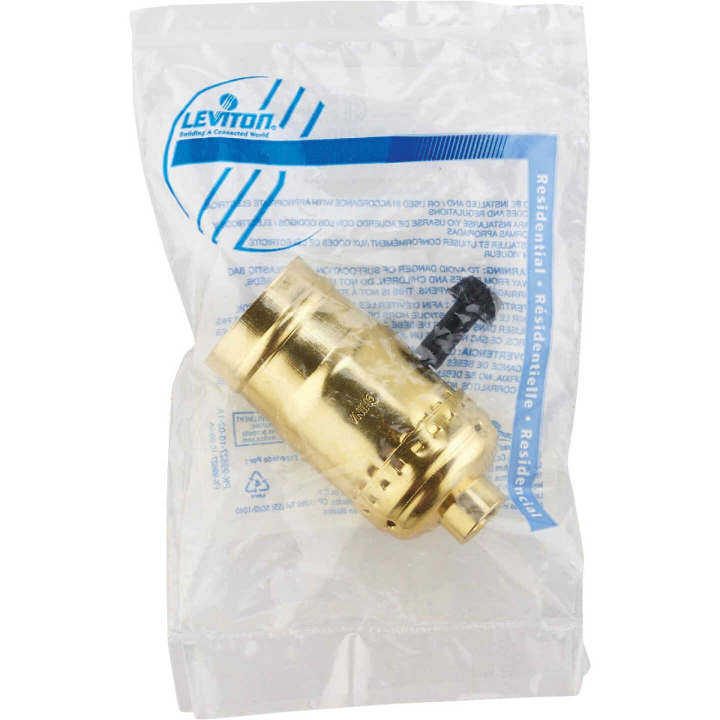 Leviton Turn-Knob Medium Base Polished Gilt Lamp Socket Image 2