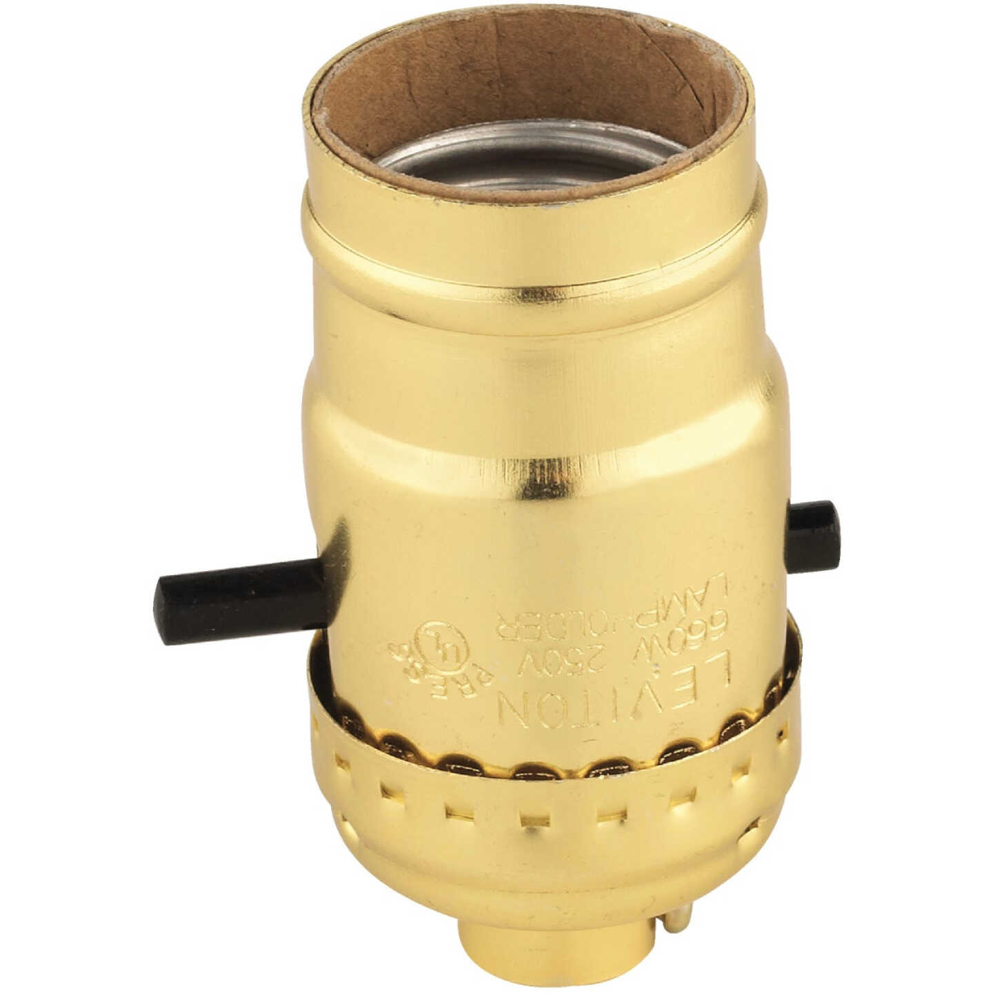 Leviton Push-Button Medium Base Polished Gilt Lamp Socket Image 1