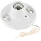Leviton White Porcelain Incandescent Lampholder with Pull Chain Image 1