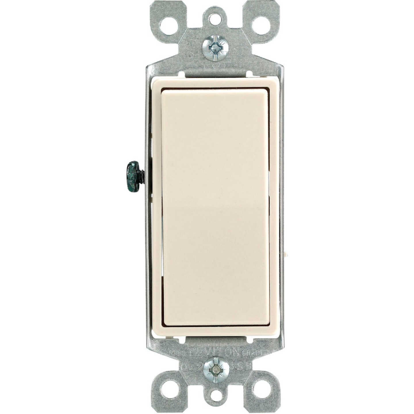 Leviton Decora Rocker Light Almond 15A Grounded 3-Way Switch Image 1