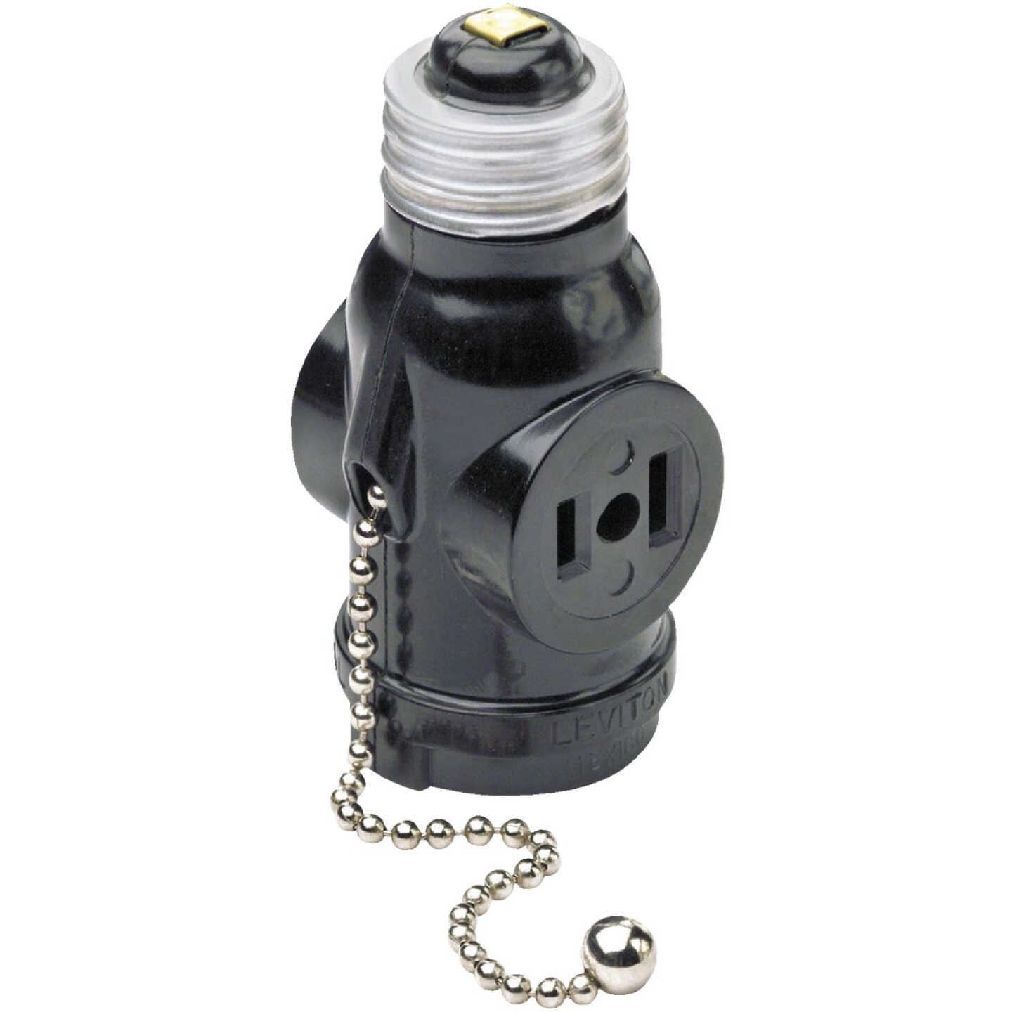 Leviton Black 125V Pull Chain Socket Adapter Image 2