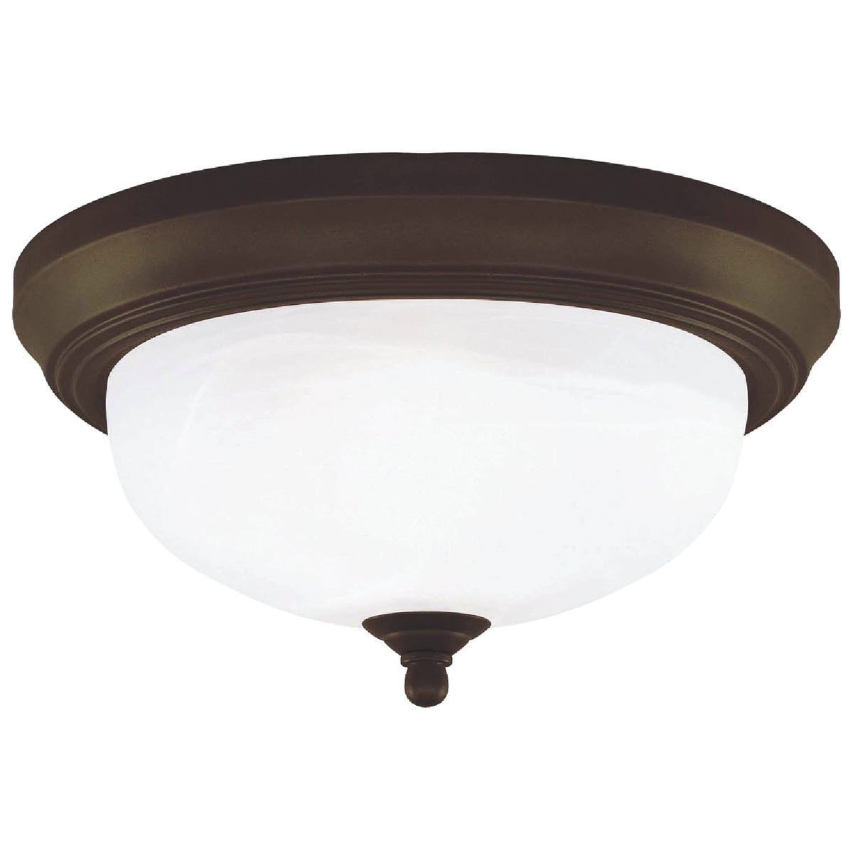 Canarm 13 In. Oil Rubbed Bronze Incandescent Flush Mount Ceiling Light Fixture with Alabaster Glass