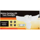 White Motion Sensing Twin Swivel Head LED Floodlight Fixture Image 2