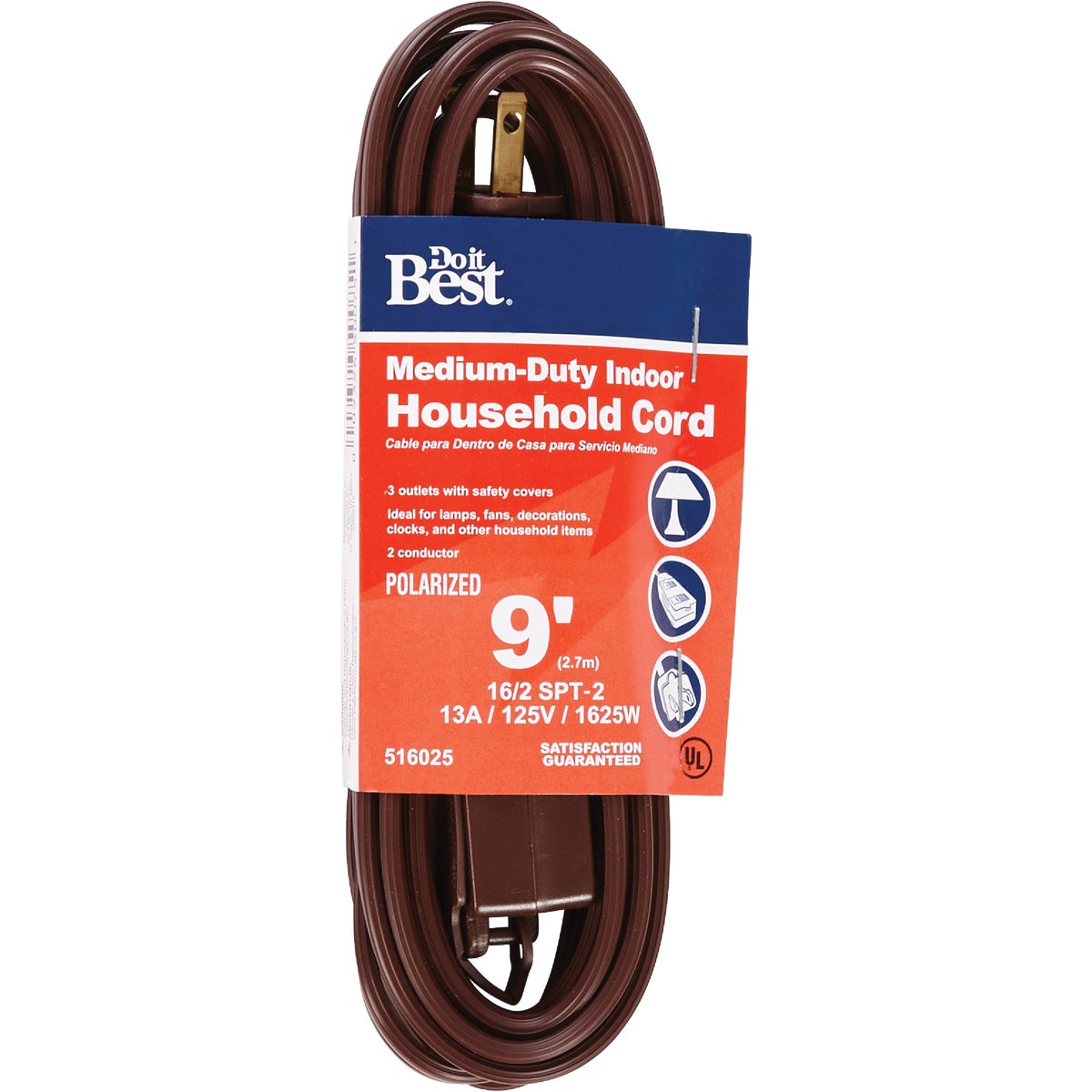 Master Electrician 9 Ft. 16/2 Brown Cube Tap Extension Cord