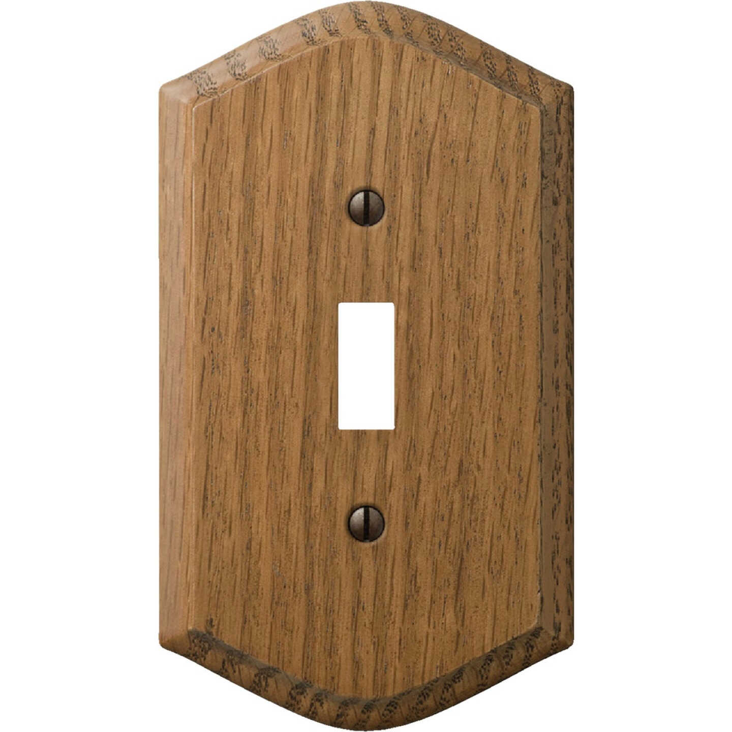 Amerelle Country 1-Gang Solid Oak Toggle Switch Wall Plate, Medium Oak Image 1