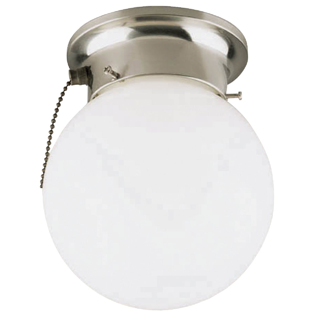 Canarm 6 In. Brushed Nickel Incandescent Flush Mount Ceiling Light Fixture with Pull Chain
