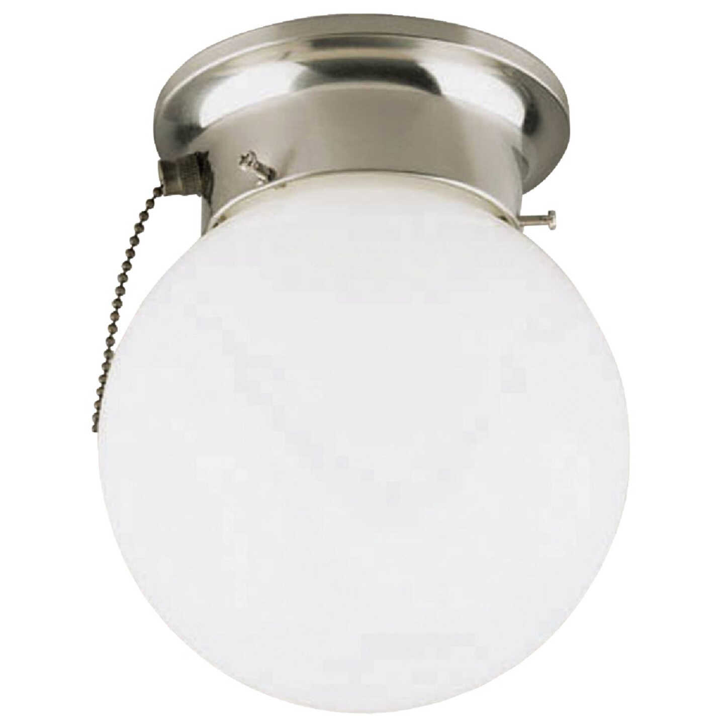 Canarm 6 In. Brushed Nickel Incandescent Flush Mount Ceiling Light Fixture with Pull Chain Image 1