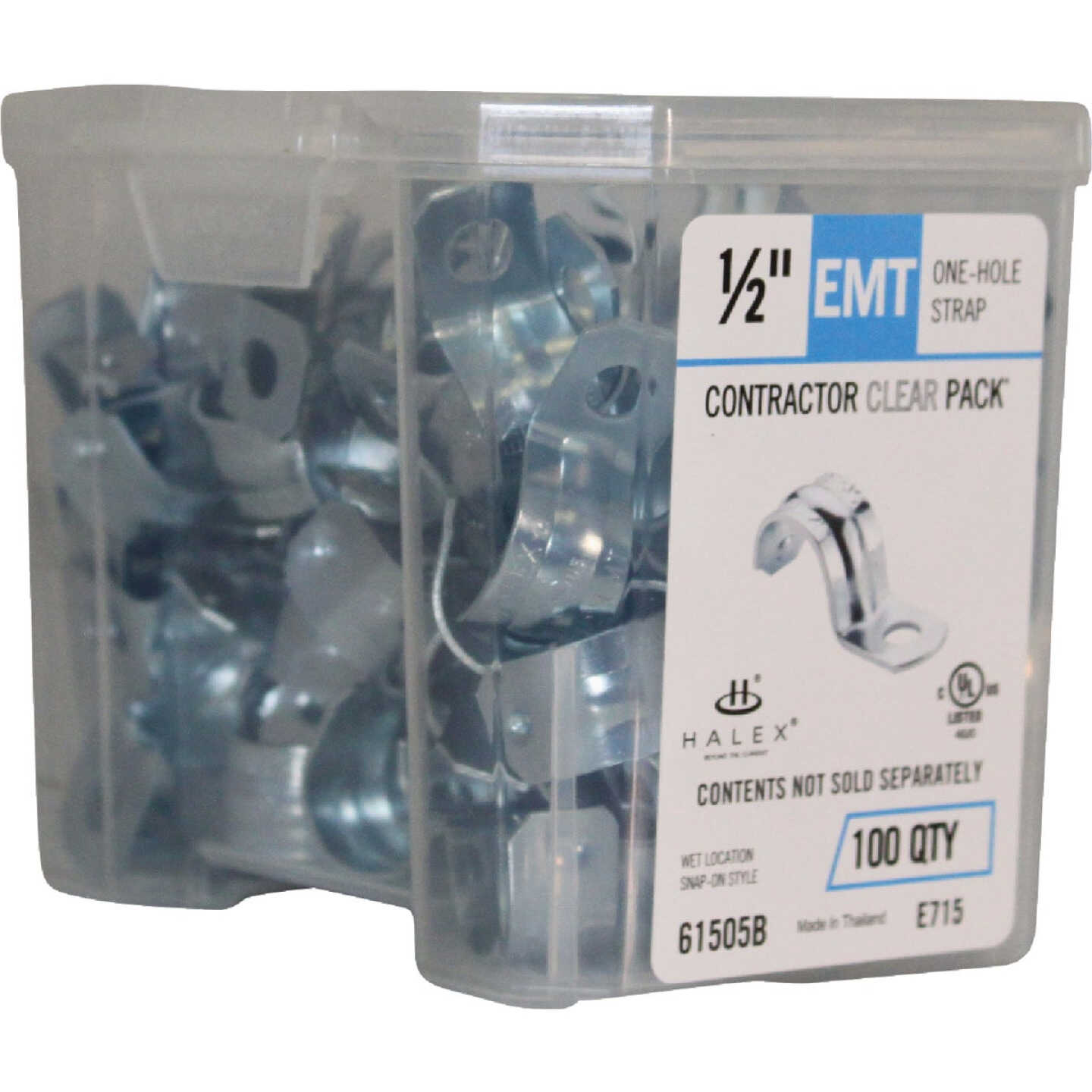 Halex 1/2 In. Click-On EMT 1-Hole Conduit Strap (100-Pack) Image 1