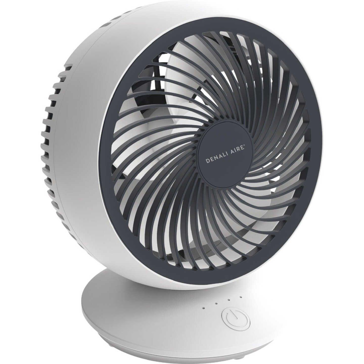 Denali Aire 6 In. 3-Speed White USB Rechargeable Oscillating Table Fan Image 1