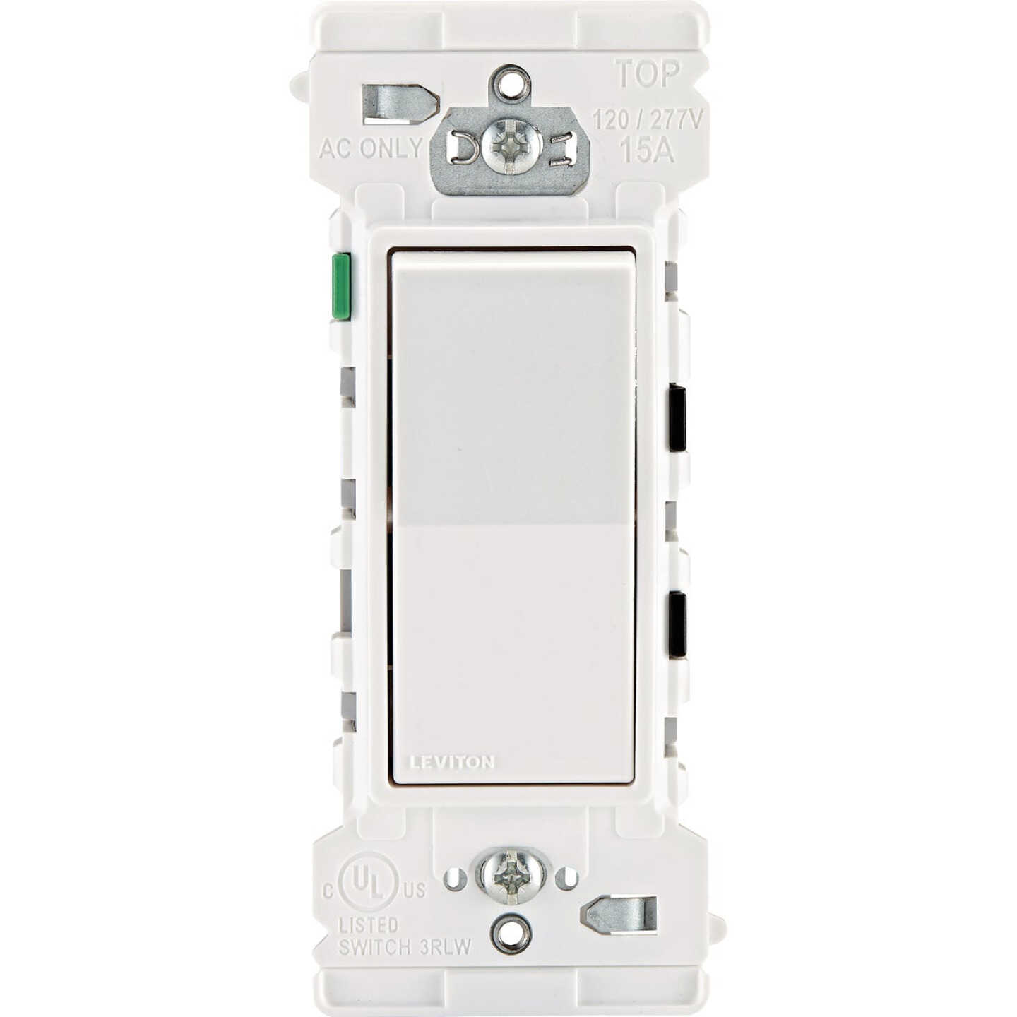 Leviton Decora Edge Residential Grade 15A Rocker Single Pole Switch, White Image 1