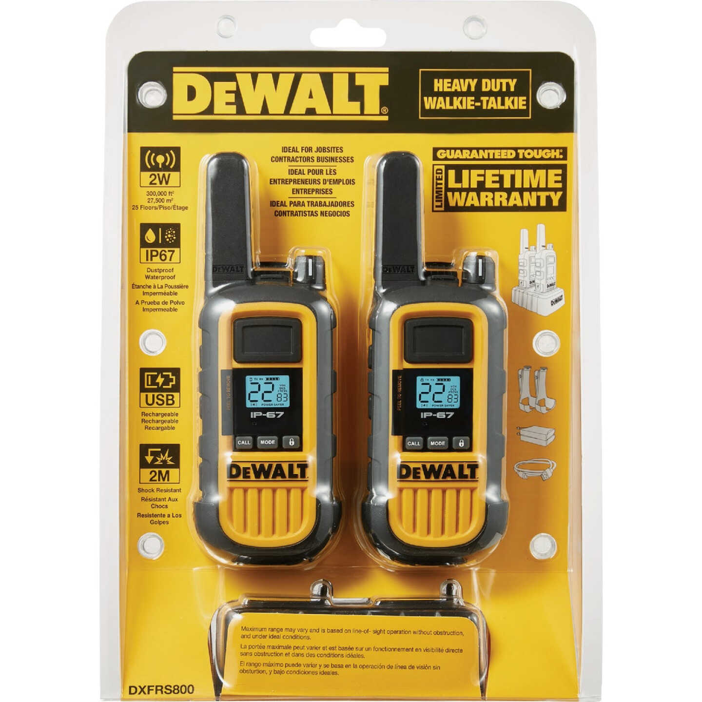 DEWALT 22-Channel 2W Heavy-Duty Jobsite FRS Walkie Talkie Image 2