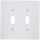 Leviton 2-Gang Smooth Plastic Mid-Way Toggle Switch Wall Plate, White Image 1