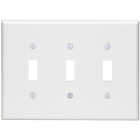 Leviton 3-Gang Smooth Plastic Mid-Way Toggle Switch Wall Plate, White Image 1