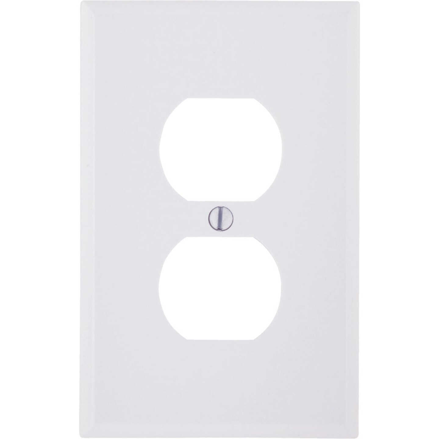 Leviton Mid-Way 1-Gang Smooth Plastic Outlet Wall Plate, White Image 1
