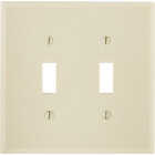 Leviton 2-Gang Plastic Oversized Toggle Switch Wall Plate, Ivory Image 1