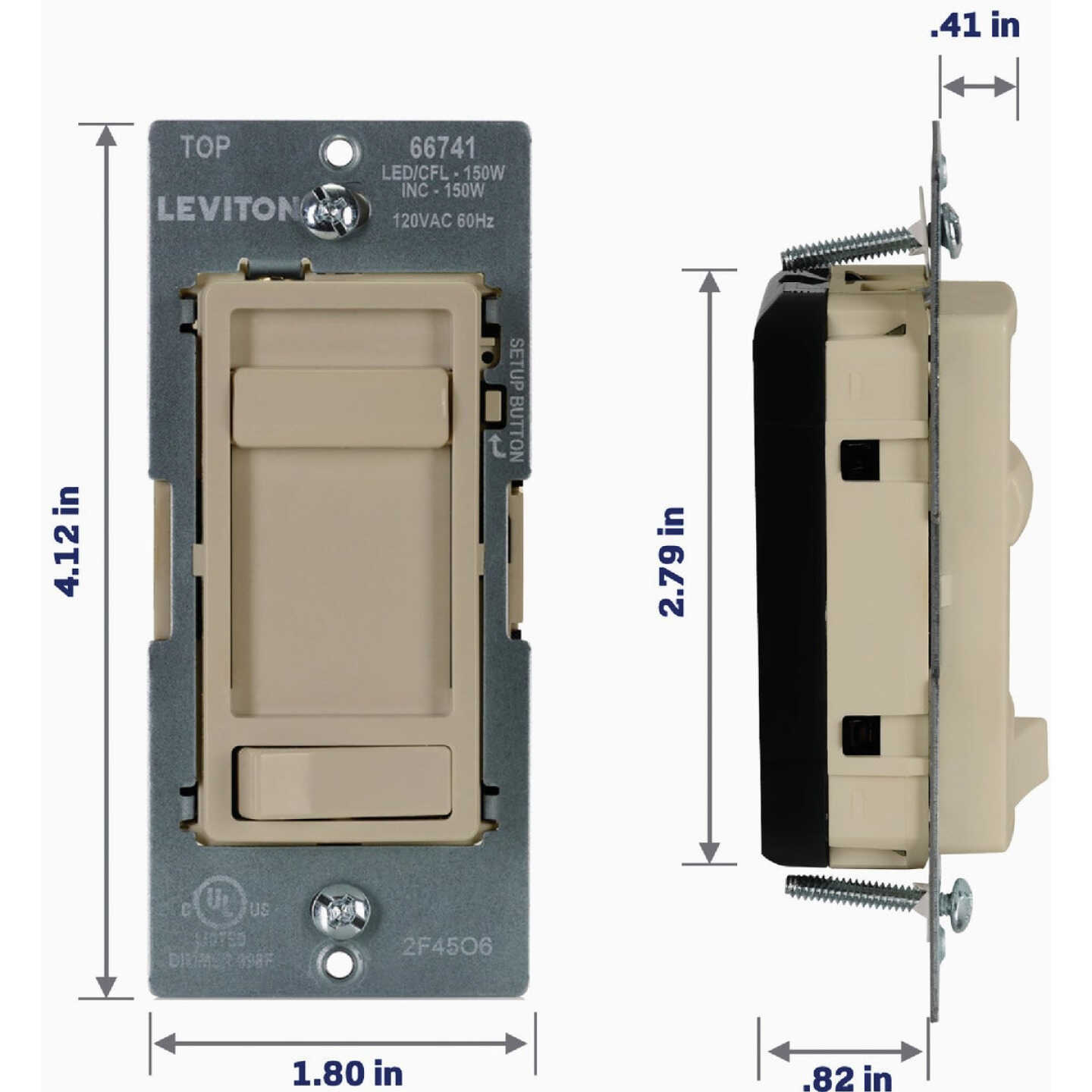 Leviton SureSlide LED/CFL Ivory Slide Dimmer Image 3