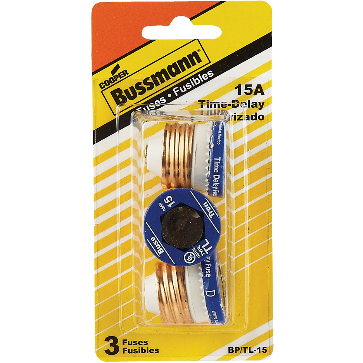 Bussmann 15A BP/TL Time-Delay Plug Fuse (3-Pack) Image 2