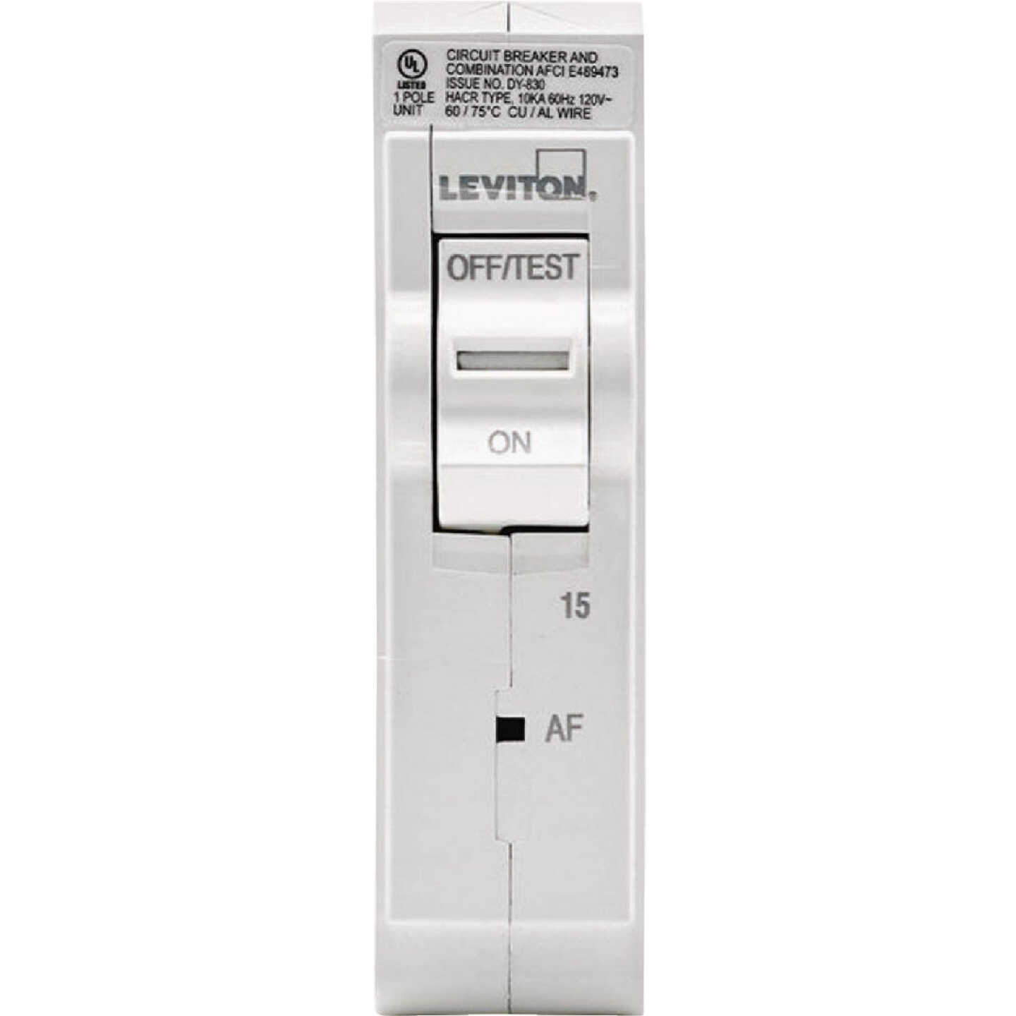 Leviton 15A Single-Pole Hydaulic Magnetic Trip Plug-On AFCI White Branch Circuit Breaker Image 2