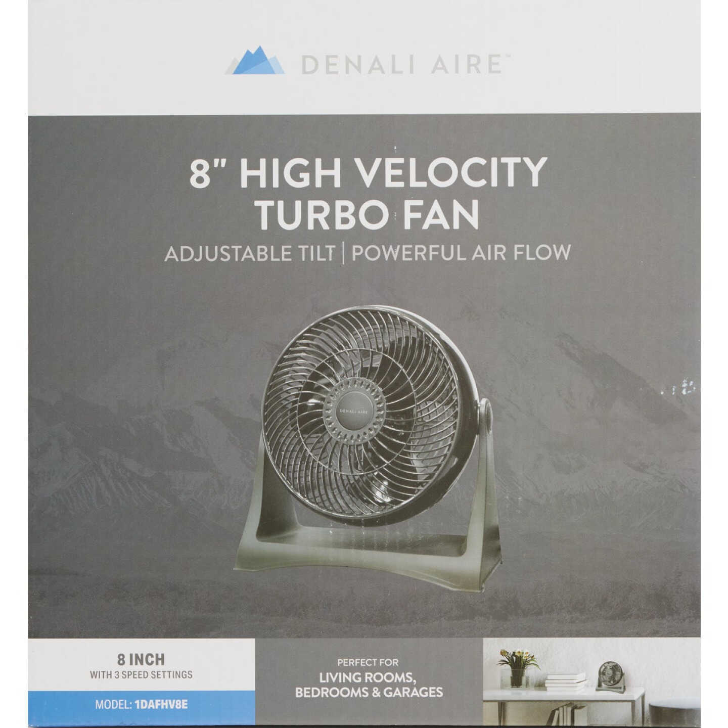 Denali Aire 8 In. 3-Speed Black High Velocity Turbo Fan Image 3