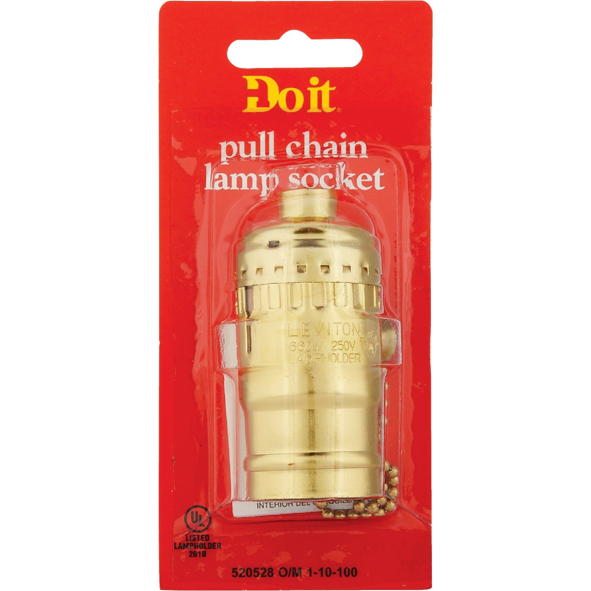 Do it Pull Chain Medium Base Polished Gilt Lamp Socket Image 2