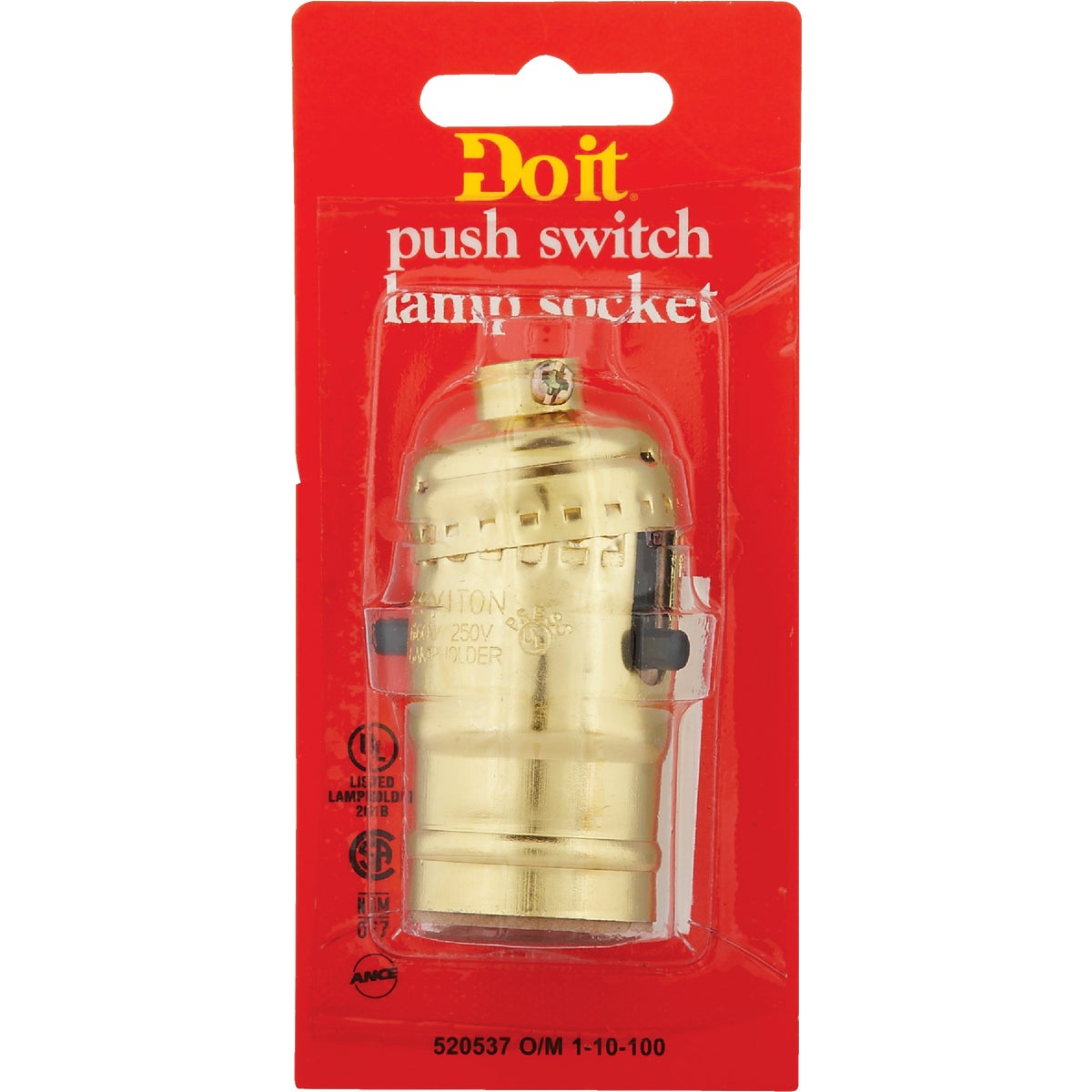 Do it Push-Button Medium Base Brass Lamp Socket Image 2