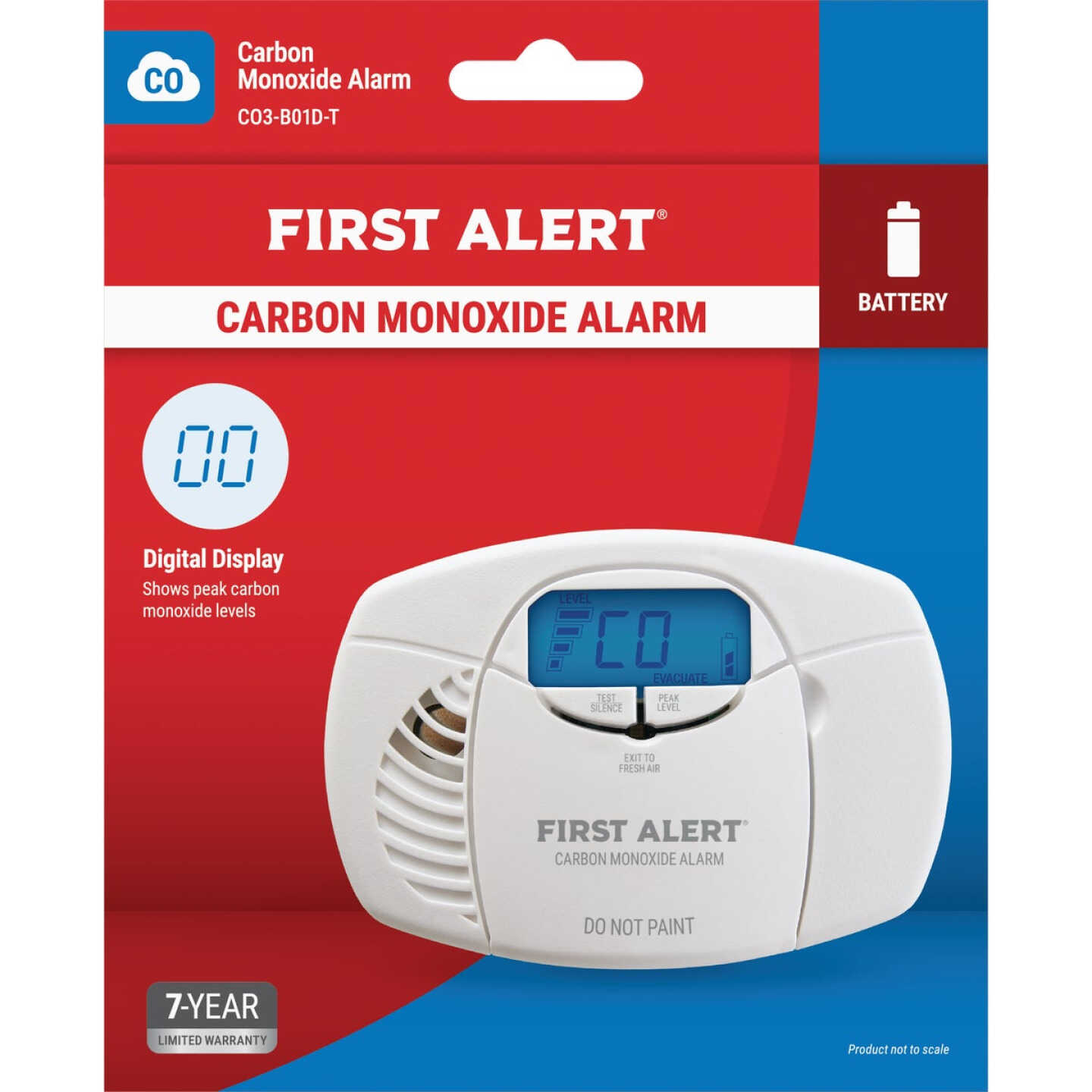 First Alert CO410 Battery Operated Electrochemical Digital Display Carbon Monoxide Alarm Image 1