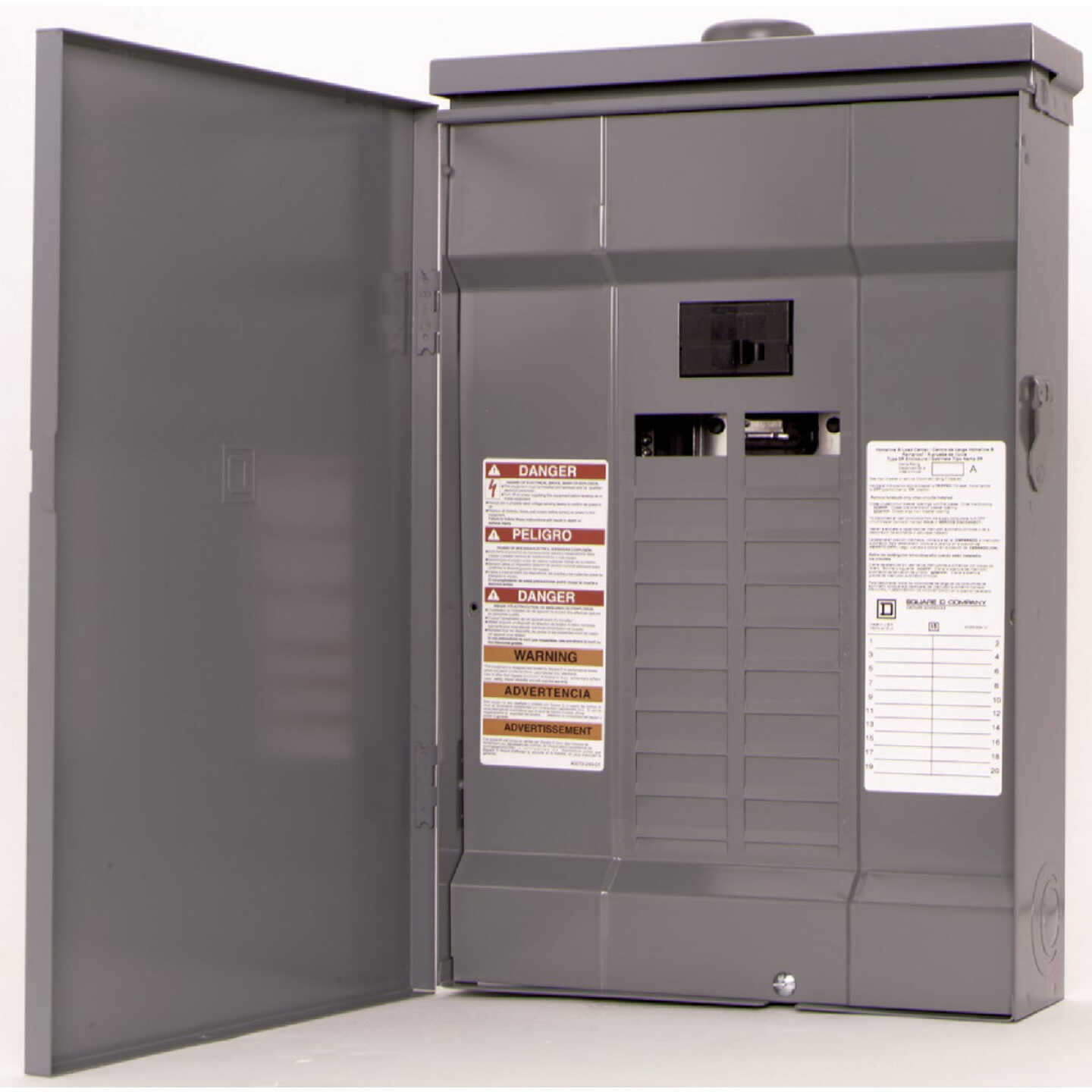 Square D Homeline 100A 20-Space 40-Circuit Raintight Main Breaker Plug-on Neutral Load Center Image 1