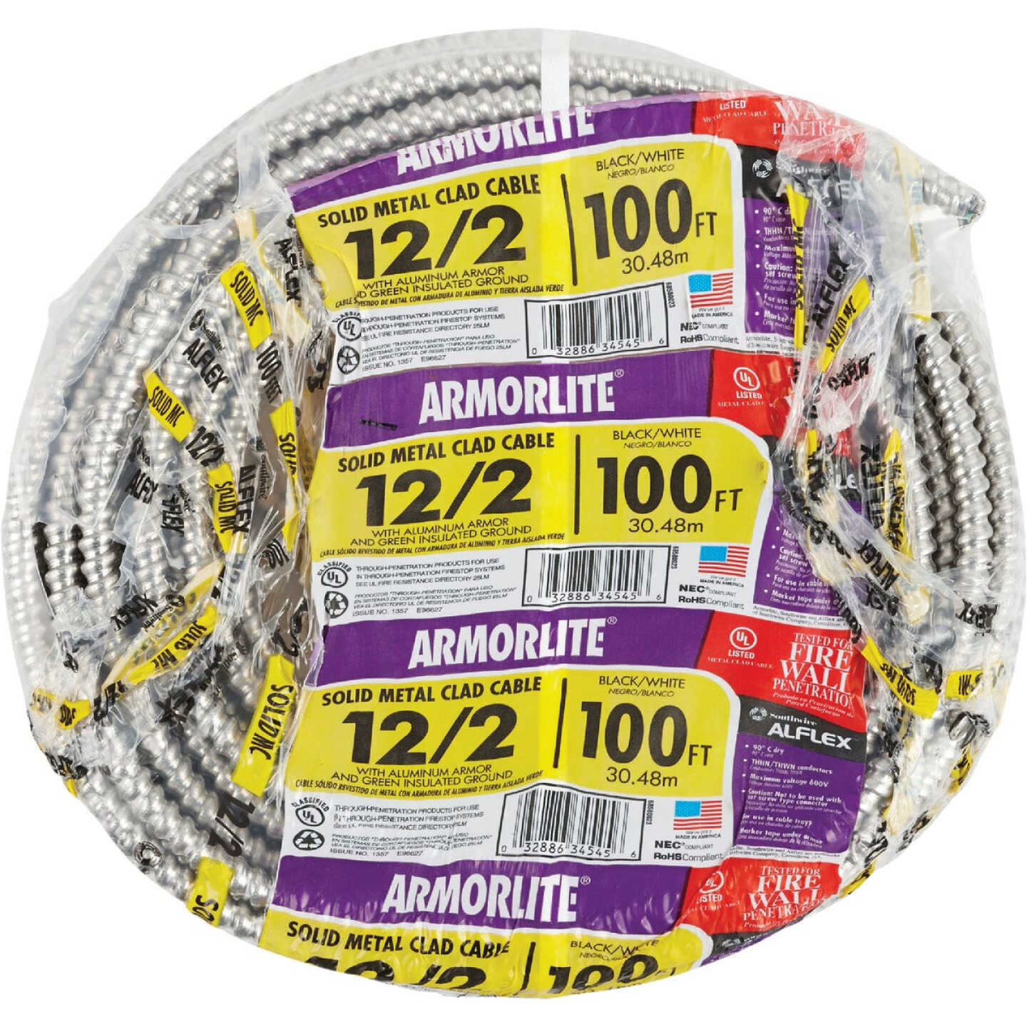 Southwire 100 Ft. 12/2 MC Armored Cable Electrical Wire Image 2