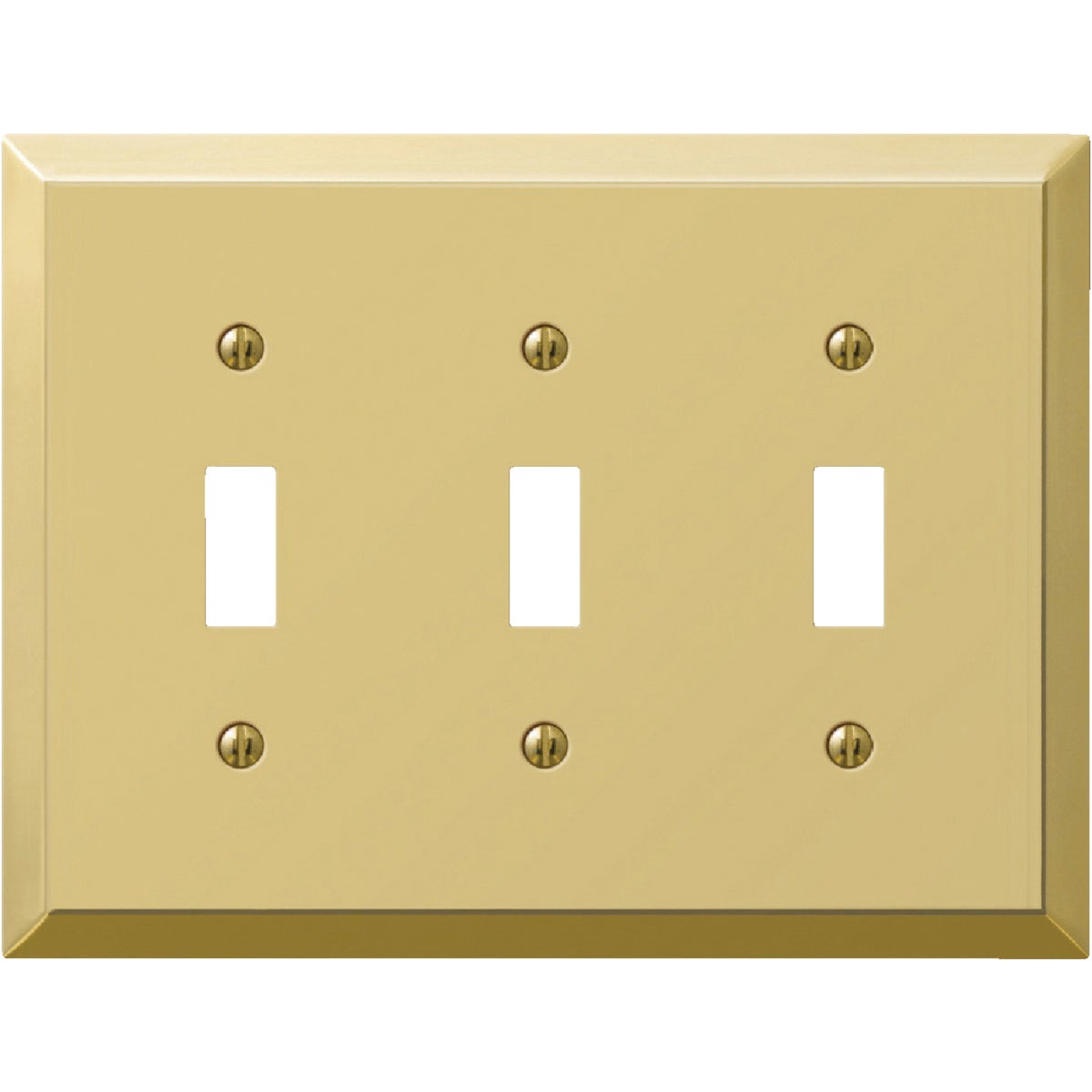 Amerelle 3-Gang Stamped Steel Toggle Switch Wall Plate, Polished Brass Image 1