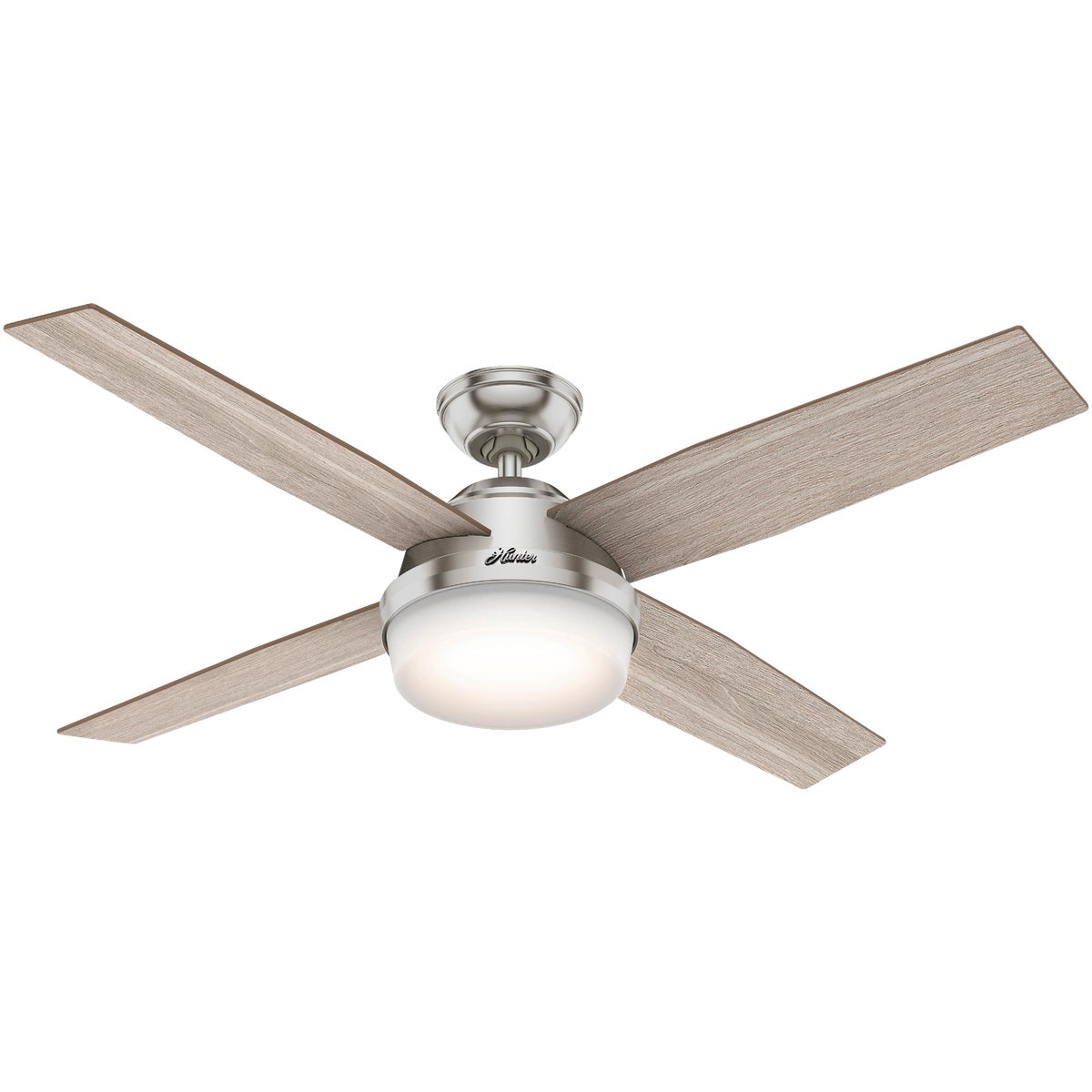 Hunter Dempsey 52 In. Brush Nickel Ceiling Fan with Light Kit Image 1