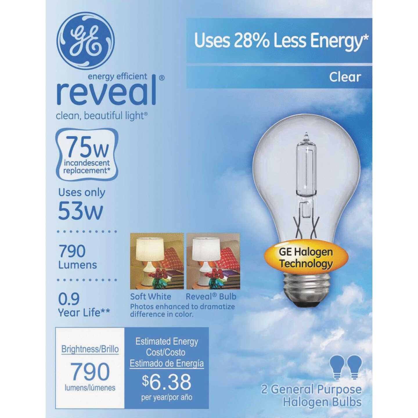 53W RVL CLR HALOGEN BULB Image 1