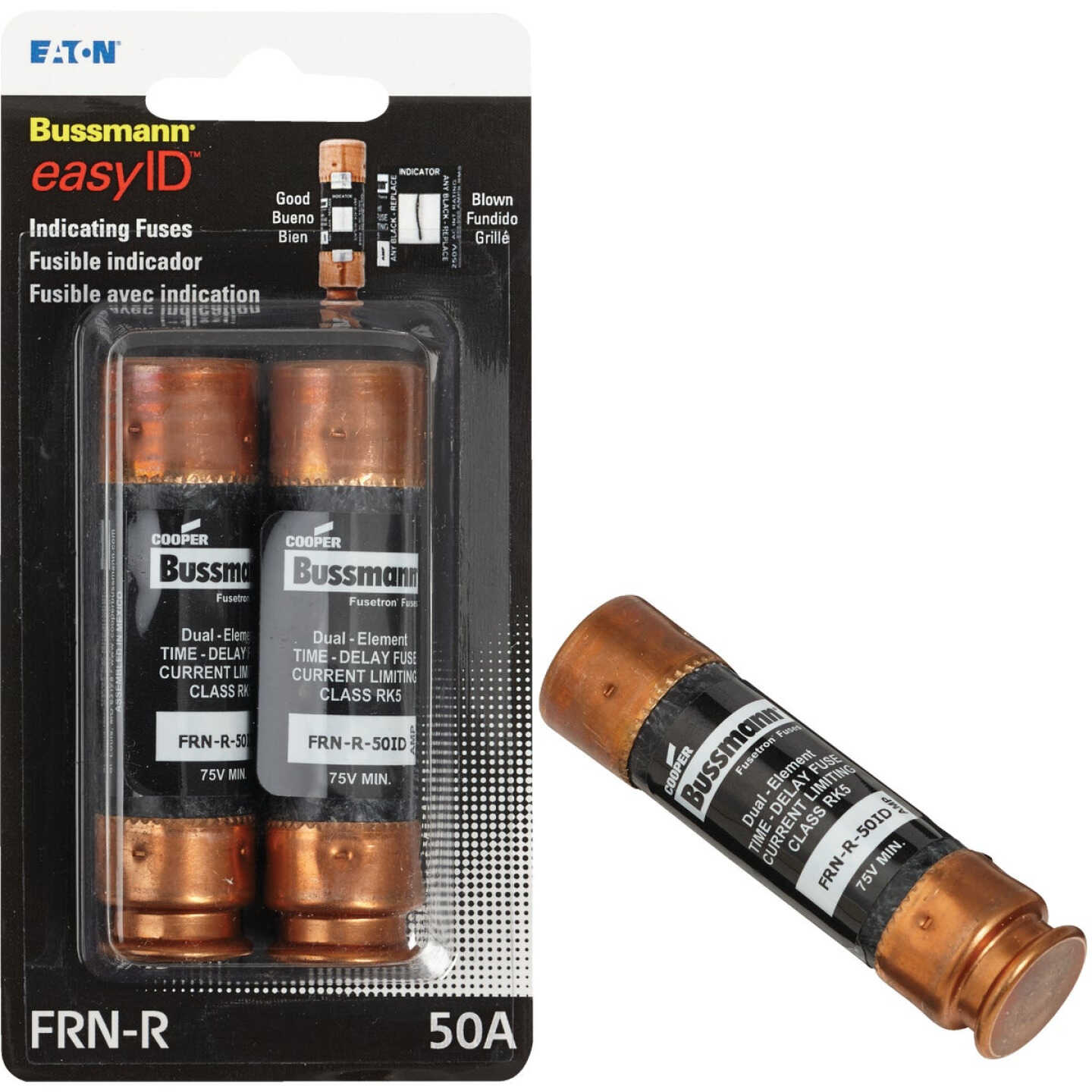 Bussmann 50A FRN-R Cartridge Heavy-Duty Time Delay Cartridge Fuse (2-Pack) Image 1