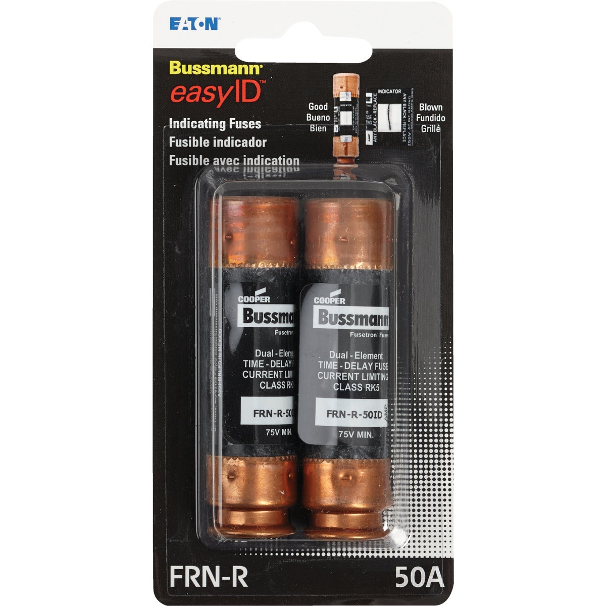 Bussmann 50A FRN-R Cartridge Heavy-Duty Time Delay Cartridge Fuse (2-Pack) Image 2