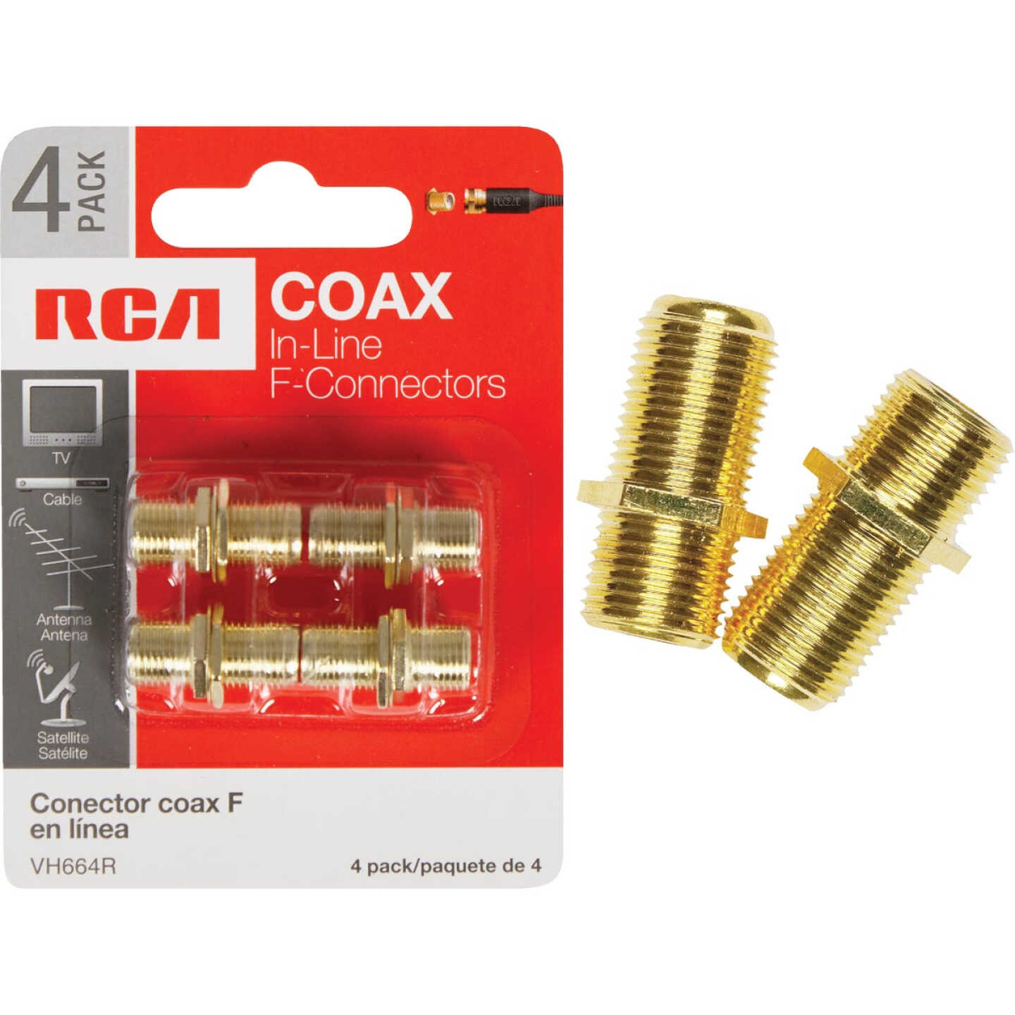 RCA In-Line Feed-Through Coax Connector (4-Pack) Image 1