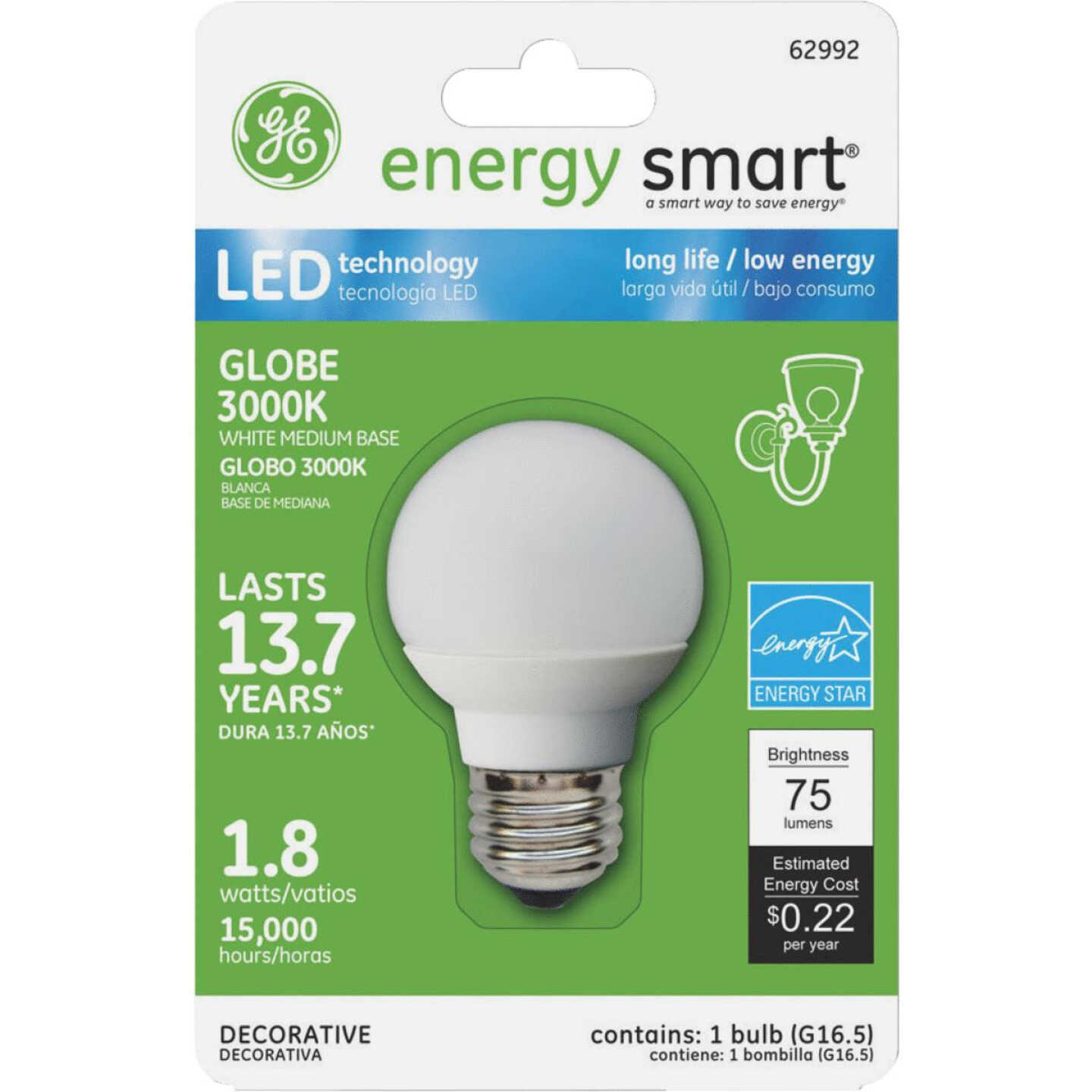 1.8W WHT G16.5 LED BULB Image 1