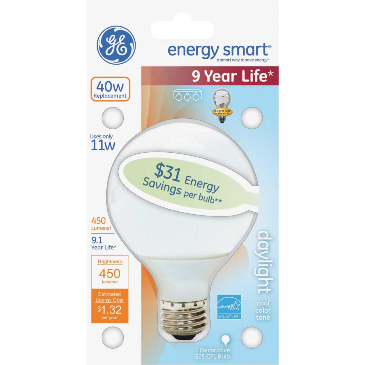 11W DAY G25 CFL GLOBE Image 1