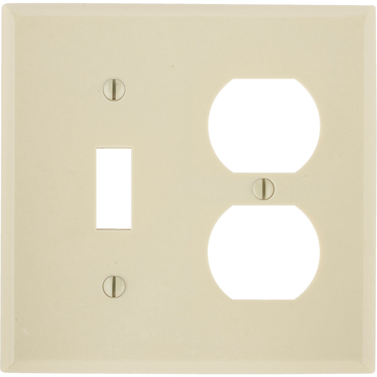 Leviton 2-Gang Plastic Single Toggle/Duplex Outlet Wall Plate, Ivory Image 1