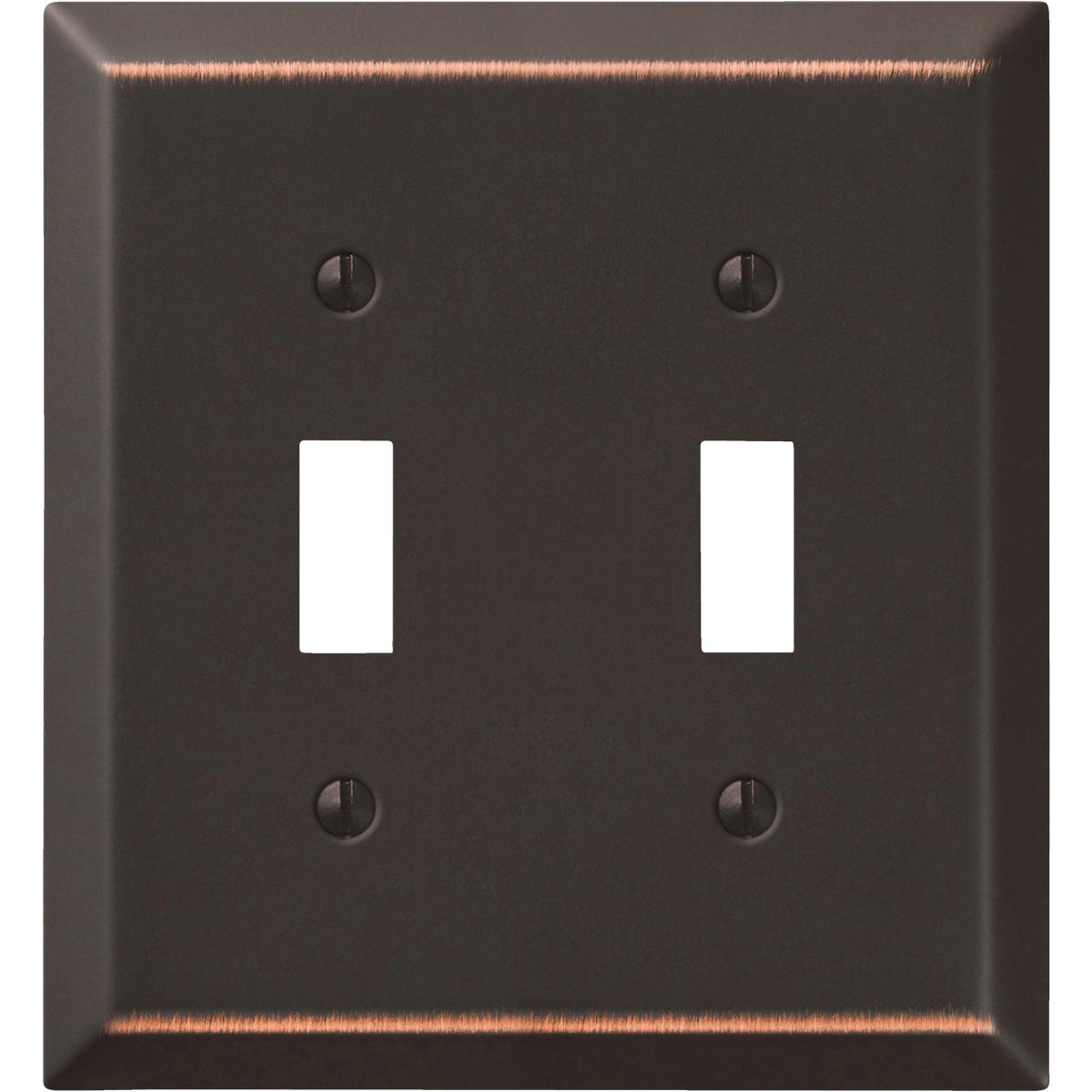 Amerelle 2-Gang Stamped Steel Toggle Switch Wall Plate, Aged Bronze Image 1