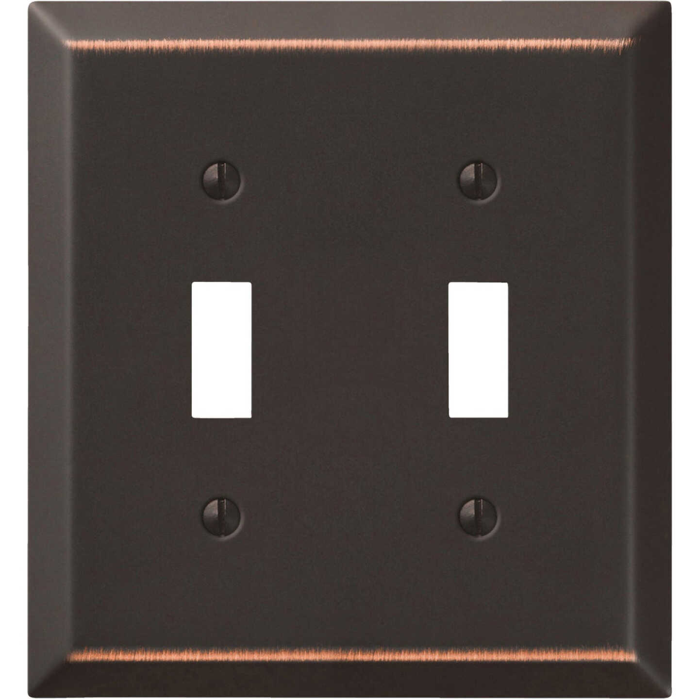 Amerelle 2-Gang Stamped Steel Toggle Switch Wall Plate, Aged Bronze Image 1