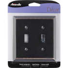 Amerelle 2-Gang Stamped Steel Toggle Switch Wall Plate, Aged Bronze Image 2