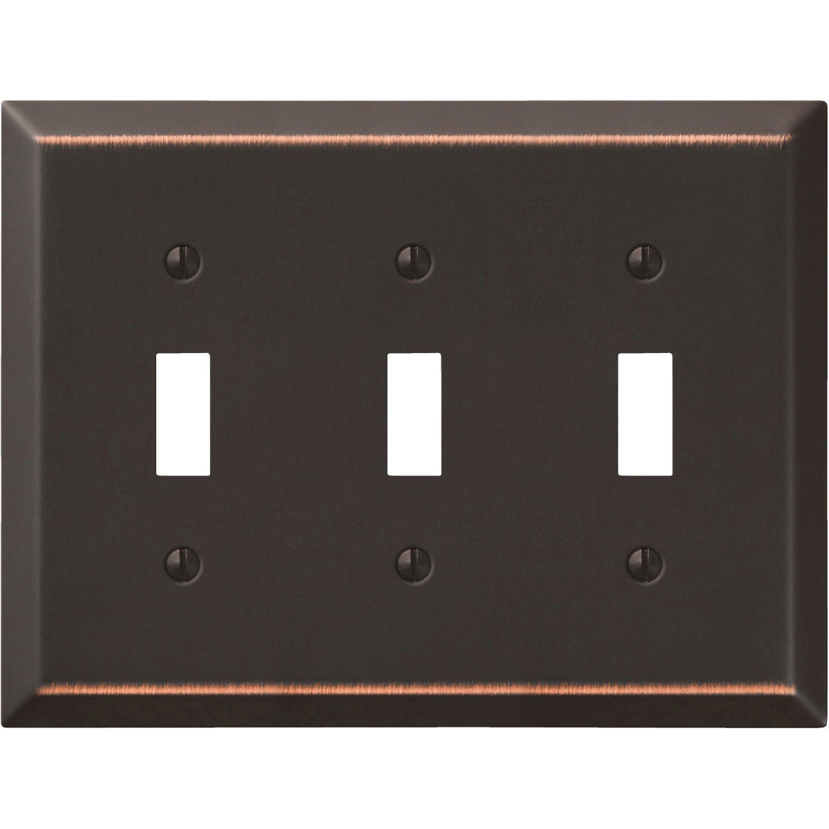 Amerelle 3-Gang Stamped Steel Toggle Switch Wall Plate, Aged Bronze Image 1
