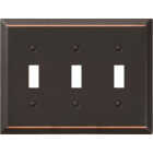 Amerelle 3-Gang Stamped Steel Toggle Switch Wall Plate, Aged Bronze Image 1