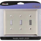 Amerelle 3-Gang Stamped Steel Toggle Switch Wall Plate, Brushed Nickel Image 2