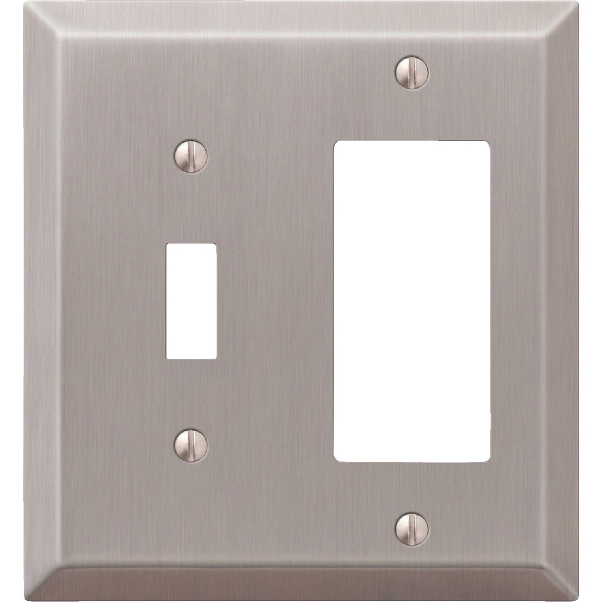 Amerelle 2-Gang Stamped Steel Single Toggle/Rocker Wall Plate, Brushed Nickel Image 1
