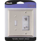 Amerelle 2-Gang Stamped Steel Single Toggle/Rocker Wall Plate, Brushed Nickel Image 2