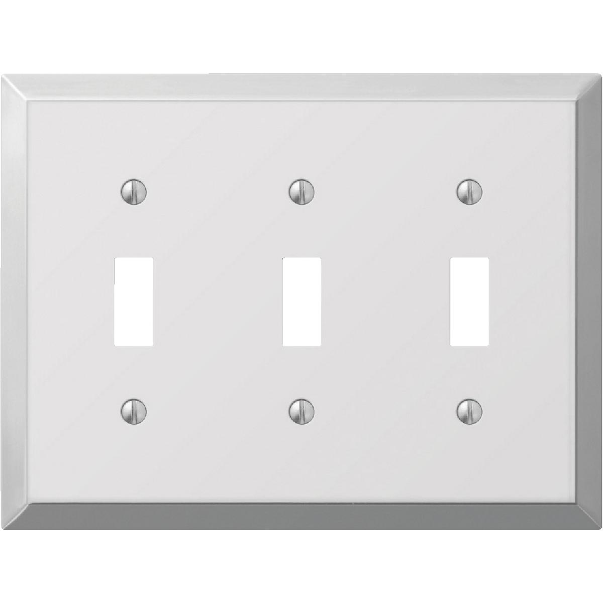 Amerelle 3-Gang Stamped Steel Toggle Switch Wall Plate, Polished Chrome Image 1
