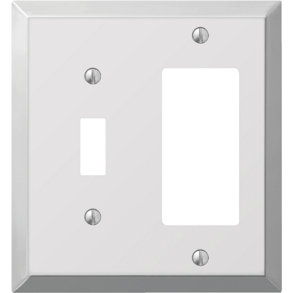 Amerelle 2-Gang Stamped Steel Single Toggle/Rocker Wall Plate, Polished Chrome Image 1