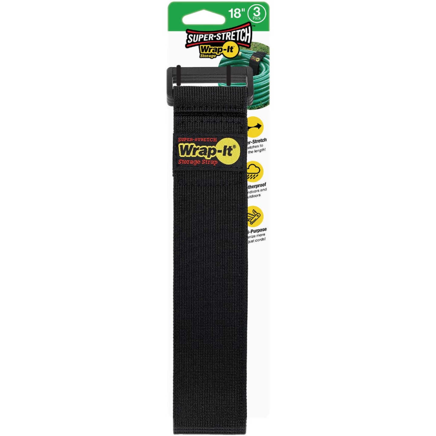 Wrap-It Storage Super-Stretch 18 In. x 2 In. Elastic Hook & Loop Cinch Straps (3-Pack) Image 7